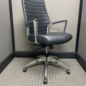Tall Black Leather-like Conference Chair